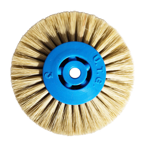 Brosse à Polir Soie Blanche Noyau Plastique 80 mm 3 Rangs.