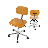 Cadeira de laboratório com rodas de madeira - confortável - 4 configurações.