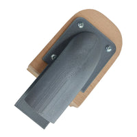 Wooden dummy ankle with hole and protection fixing in plane.