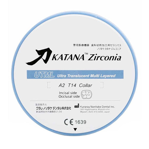 KATANA Disque Zircone UTML 98 x 14 mm - Facettes Couronnes Antérieures