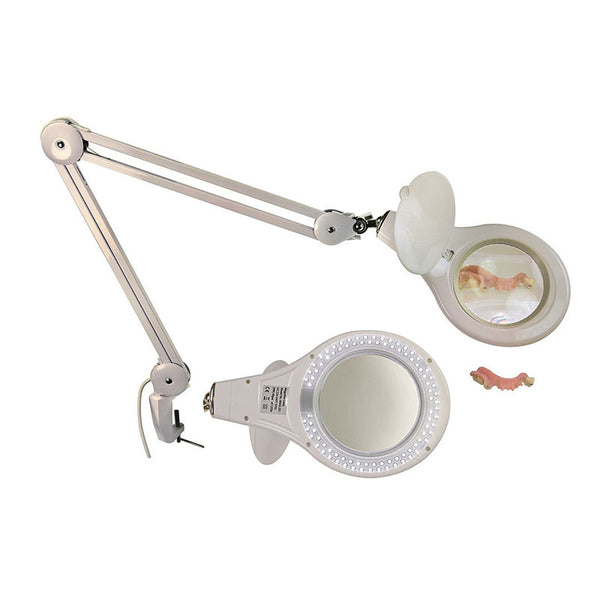 Workbench magnifying lamp with LEDs, vice fixing