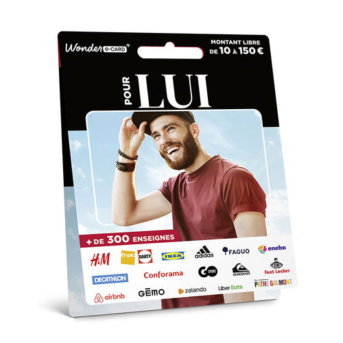 Carte Cadeau POUR LUI - Au choix de 50 à 150 €